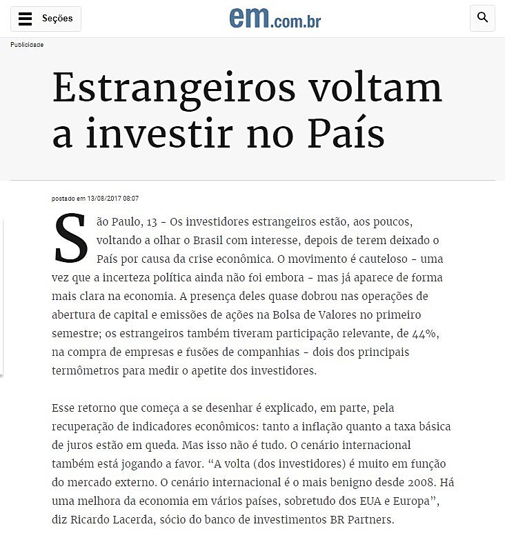 Estrangeiros voltam a investir no Pas